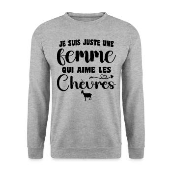 Ich bin nur eine Frau, die Ziegen liebt - Unisex Pullover - Weißgrau meliert - Vorne - Alina (178cm) & Michal (187cm)
