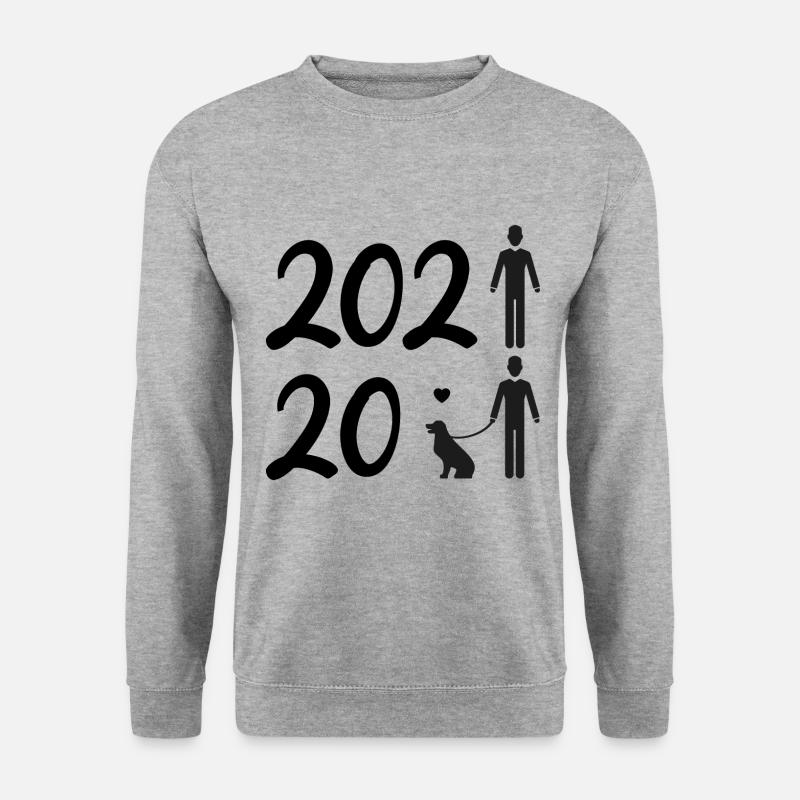 2020 2021 Hund - Unisex Pullover - Weißgrau meliert