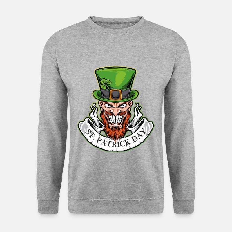 Lächeln am St. Patrick Day - Unisex Pullover - Weißgrau meliert