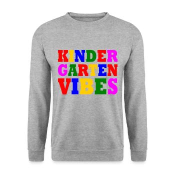 kindergarten vibes - Sweat-shirt Unisexe - gris chiné - Devant - Alina (178cm) & Michal (187cm)