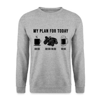Lawn Tractor Lawn Mower Lawn Mowing Plan for Today - Unisex Sweatshirt - salt & pepper - Front - Alina (178cm) & Michal (187cm)