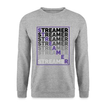 Streamer cool & design joueur avec cadre - Sweat-shirt Unisexe - gris chiné - Devant - Alina (178cm) & Michal (187cm)