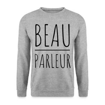 Beau parleur humour homme enfant bébé cadeau - Sweat-shirt Unisexe - gris chiné - Devant - Alina (178cm) & Michal (187cm)