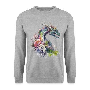 Japanese dragon - Unisex Sweatshirt - salt & pepper - Front - Alina (178cm) & Michal (187cm)
