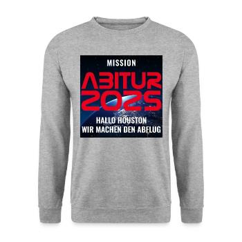 MISSION ABITUR 2026 - HALLO HOUSTON MACHEN ABFLUG - Unisex Pullover - Weißgrau meliert - Vorne - Alina (178cm) & Michal (187cm)