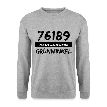 76189 Karlsruhe Grünwinkel - Unisex Pullover - Weißgrau meliert - Vorne - Alina (178cm) & Michal (187cm)