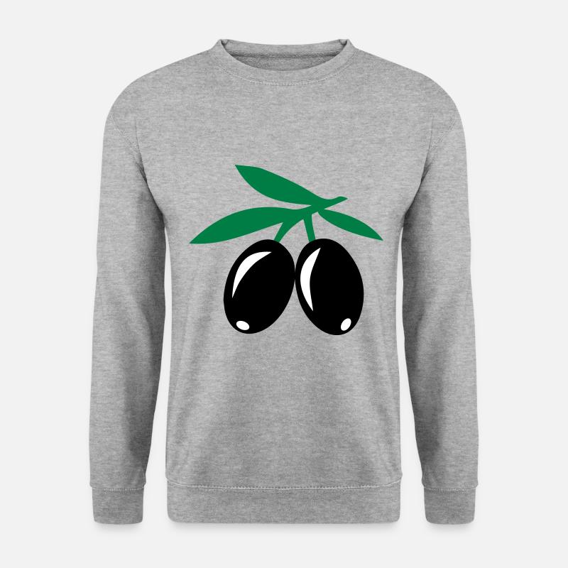 Oliven - Unisex Pullover - Weißgrau meliert