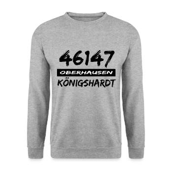 46147 Oberhausen Königshardt - Unisex Pullover - Weißgrau meliert - Vorne - Alina (178cm) & Michal (187cm)