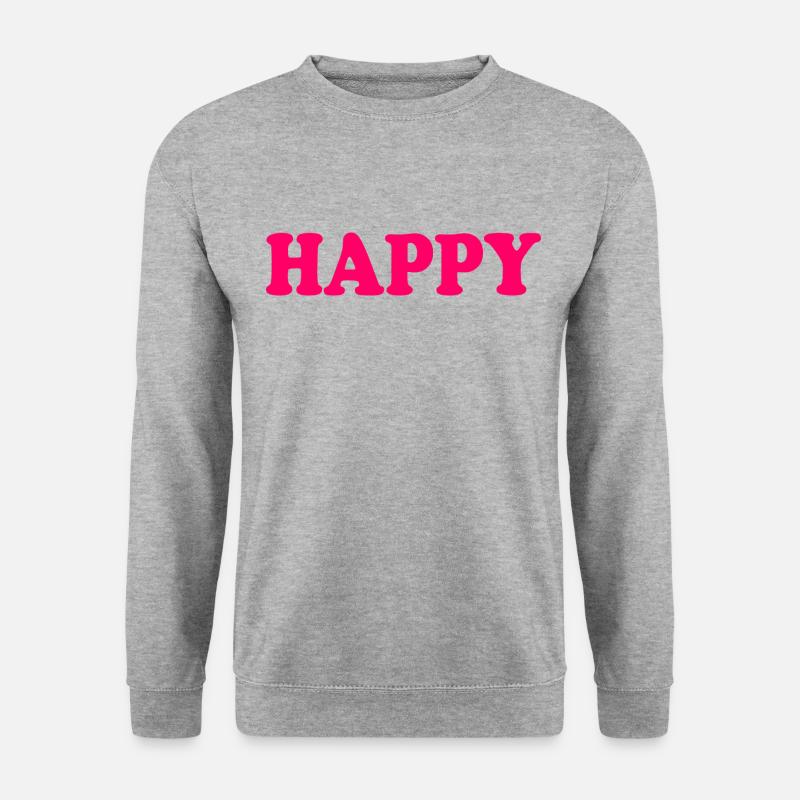 Happy - Unisex Pullover - Weißgrau meliert