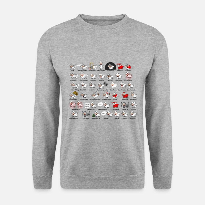 Alle Schafarten in der Übersicht #Schafmania - Unisex Pullover - Weißgrau meliert