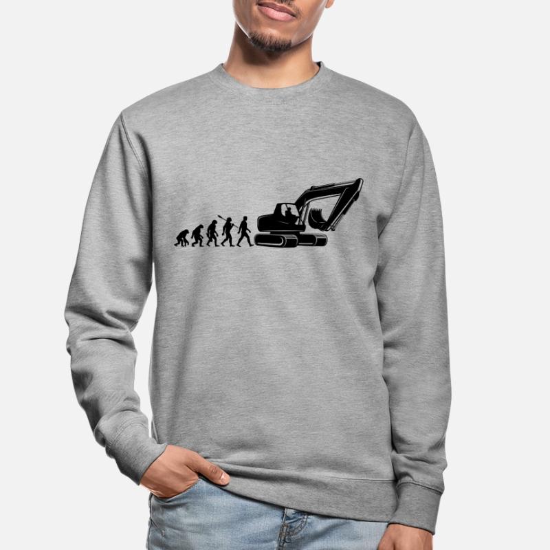 Evolution - driving an excavator - construction site, construction worker Unisex Sweatshirt