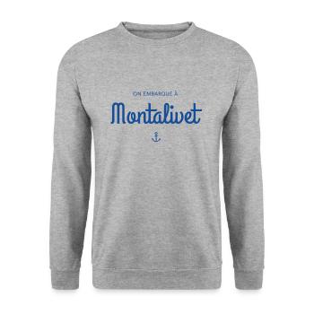 On embarque à Montalivet - Sweat-shirt Unisexe - gris chiné - Devant - Alina (178cm) & Michal (187cm)