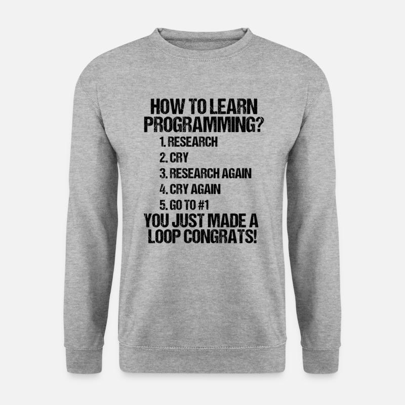 Wie wird man Programmierer? - Unisex Pullover - Weißgrau meliert