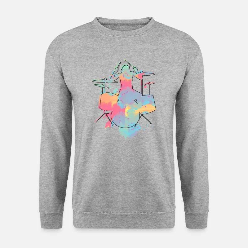 Schlagzeuger - Unisex Pullover - Weißgrau meliert