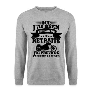 Plan de retraite faire de la moto - Sweat-shirt Unisexe - gris chiné - Devant - Alina (178cm) & Michal (187cm)