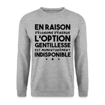 Option gentillesse indisponible - Sweat-shirt Unisexe - gris chiné - Devant - Alina (178cm) & Michal (187cm)