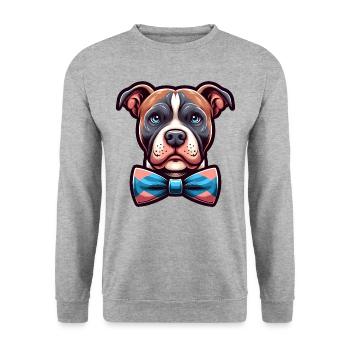 Pitbull Wearing a Bowtie - Unisex Sweatshirt - salt & pepper - Front - Alina (178cm) & Michal (187cm)