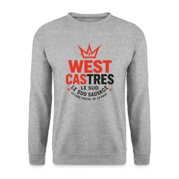 West Castres – Le Sud Sauvage - Sweat-shirt Unisexe - gris chiné - Devant - Alina (178cm) & Michal (187cm)