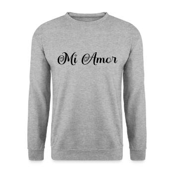 Mi Amor - Mon amour - Cadeau saint valentin. - Sweat-shirt Unisexe - gris chiné - Devant - Alina (178cm) & Michal (187cm)