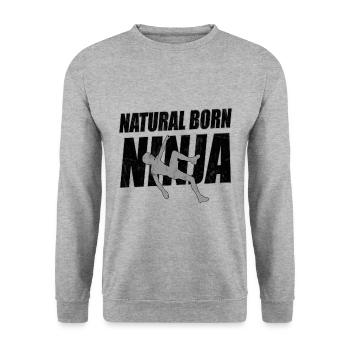 Natural Born Ninja - Unisex Pullover - Weißgrau meliert - Vorne - Alina (178cm) & Michal (187cm)
