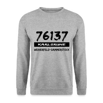 76137 Karlsruhe Weiherfeld Dammerstock - Unisex Pullover - Weißgrau meliert - Vorne - Alina (178cm) & Michal (187cm)