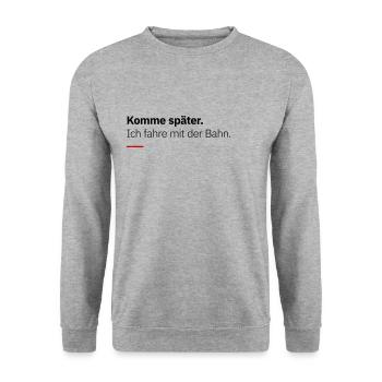 Komme später. - Unisex Pullover - Weißgrau meliert - Vorne - Alina (178cm) & Michal (187cm)