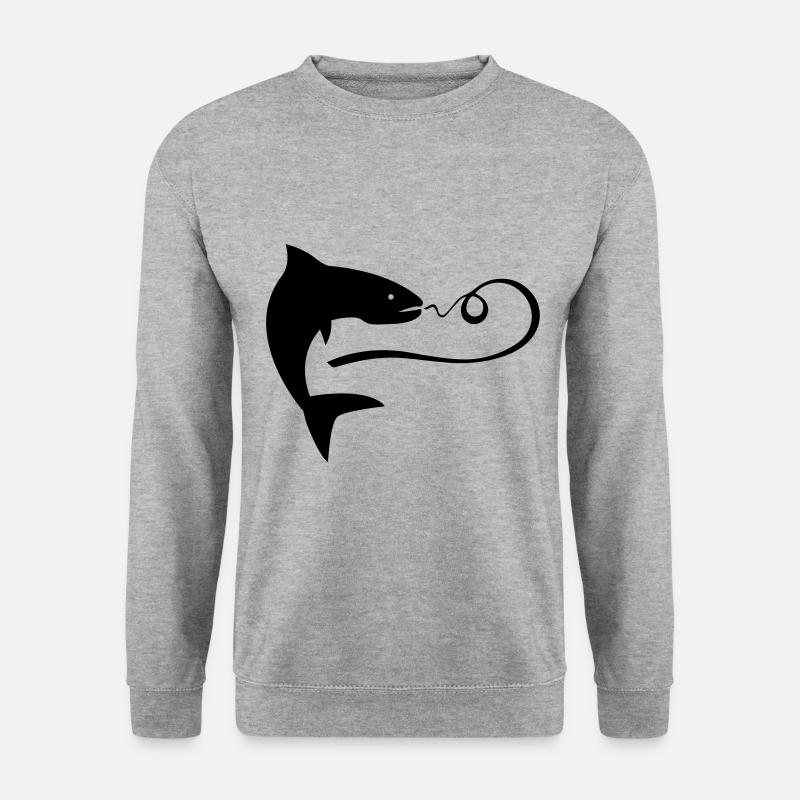 Angeln - Unisex Pullover - Weißgrau meliert