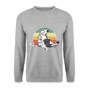 Cute cat knits pyjamas nightgown - Unisex Sweatshirt - salt & pepper - Front - Alina (178cm) & Michal (187cm)