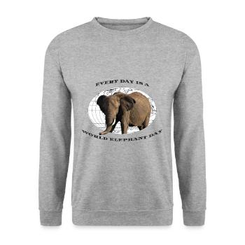 WorldElephantDay - Africa - Safari - Elephant - Sweat-shirt Unisexe - gris chiné - Devant - Alina (178cm) & Michal (187cm)