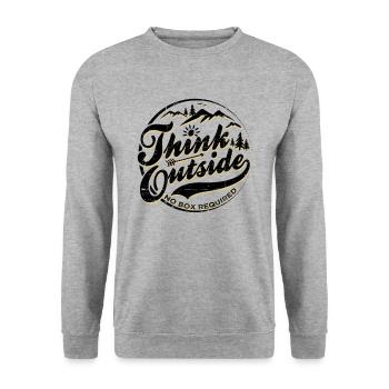 Pensez à l'extérieur sans boîte requise - cadeau de camping drôle - Sweat-shirt Unisexe - gris chiné - Devant - Alina (178cm) & Michal (187cm)