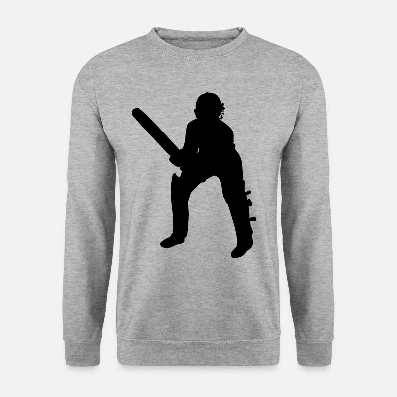 Cricket Schlagmann Batter Black - Unisex Pullover - Weißgrau meliert