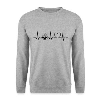 ECG Curve - Heart Curve - Pulse - Food - Sushi - Unisex Sweatshirt - salt & pepper - Front - Alina (178cm) & Michal (187cm)