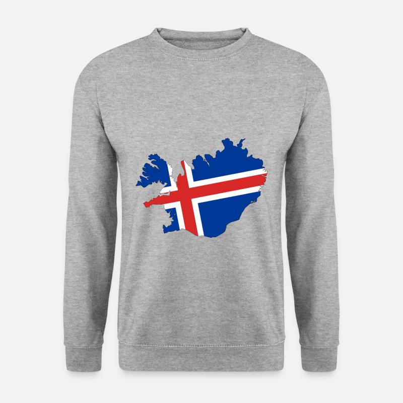 Iceland Flag Map - Unisex Pullover - Weißgrau meliert
