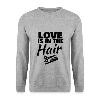 Friseur Frisör Friseurin Frisörin Haare - Unisex Pullover - Weißgrau meliert - Vorne - Alina (178cm) & Michal (187cm)