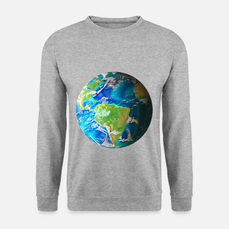 Welt in deinen Händen - Entdecke den Globus - Unisex Pullover - Weißgrau meliert