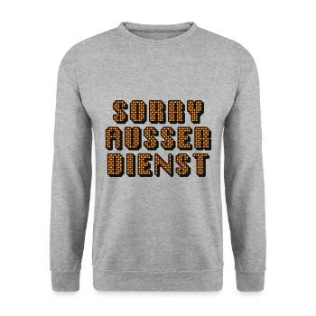 Sorry Ausser Dienst - Unisex Pullover - Weißgrau meliert - Vorne - Alina (178cm) & Michal (187cm)