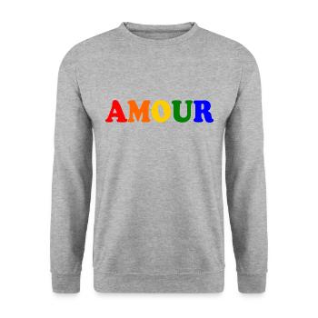 Amour - Unisex Pullover - Weißgrau meliert - Vorne - Alina (178cm) & Michal (187cm)
