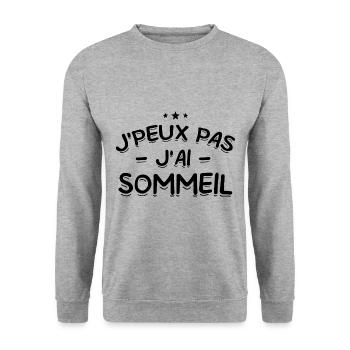 J'Peux Pas ! J'Ai Sommeil 😴 - Sweat-shirt Unisexe - gris chiné - Devant - Alina (178cm) & Michal (187cm)