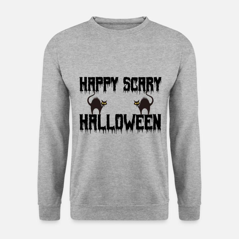 Glückliches gruseliges Halloween - Unisex Pullover - Weißgrau meliert
