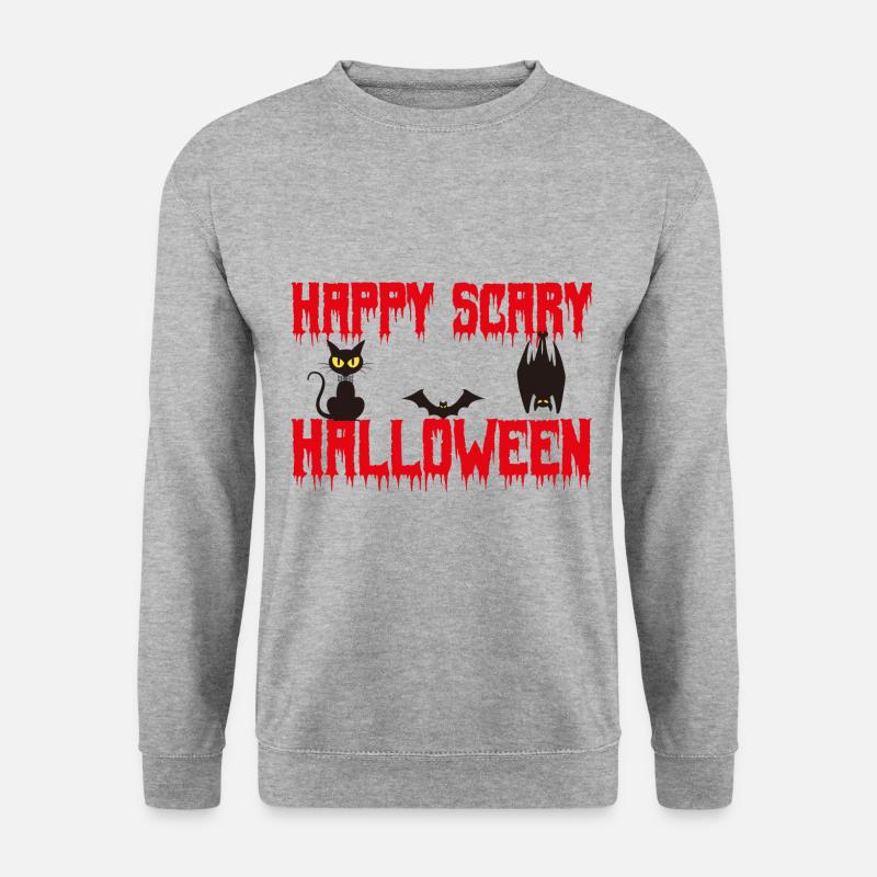 Glückliches gruseliges Halloween - Unisex Pullover - Weißgrau meliert
