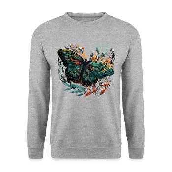 Stunning Butterfly - Unisex Sweatshirt - salt & pepper - Front - Alina (178cm) & Michal (187cm)