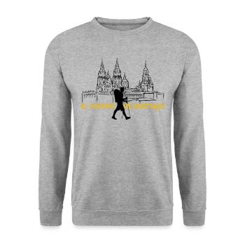Camino - Camino de Santiago - Pilgrimage - Santiago - Unisex Sweatshirt - salt & pepper - Front - Alina (178cm) & Michal (187cm)