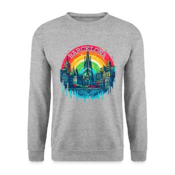 BARCELONA SPAIN LA SAGRADA FAMILIA CHURH RAINBOW - Unisex Sweatshirt - salt & pepper - Front - Alina (178cm) & Michal (187cm)