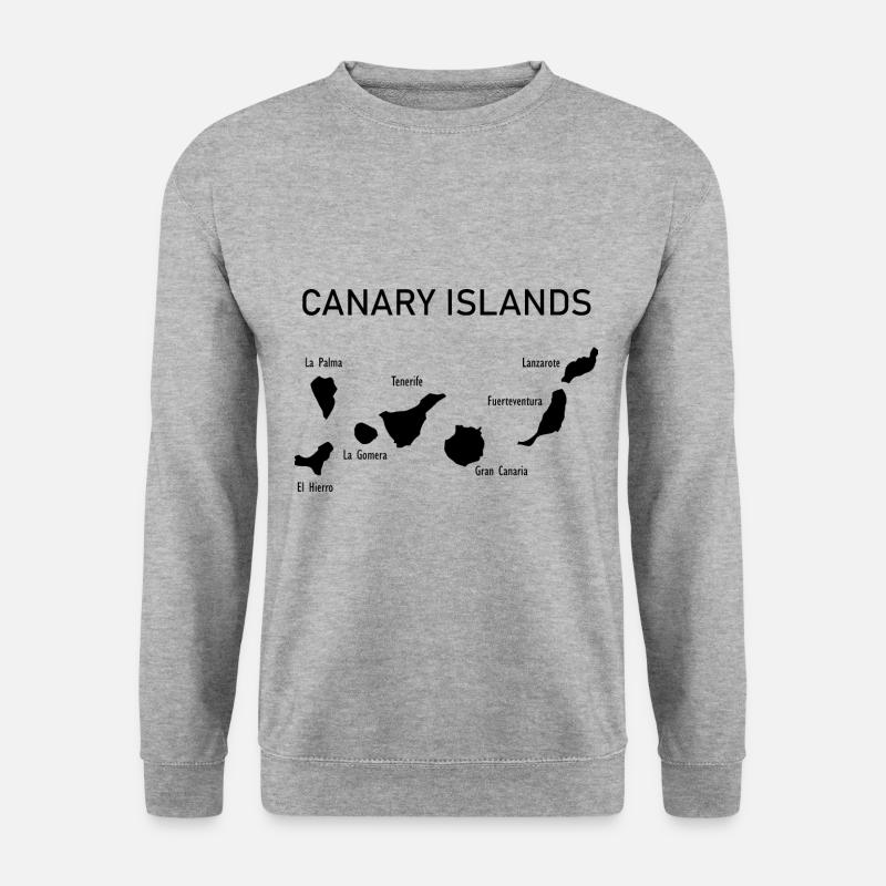 Canary islands Map Kanarische Inseln Karte - Unisex Pullover - Weißgrau meliert