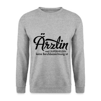 Ärztin - Unisex Pullover - Weißgrau meliert - Vorne - Alina (178cm) & Michal (187cm)
