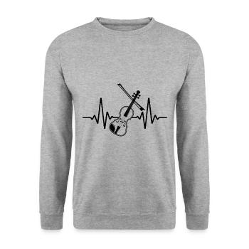 Violin Heartbeat Retro Violin Violinist - Unisex Sweatshirt - salt & pepper - Front - Alina (178cm) & Michal (187cm)