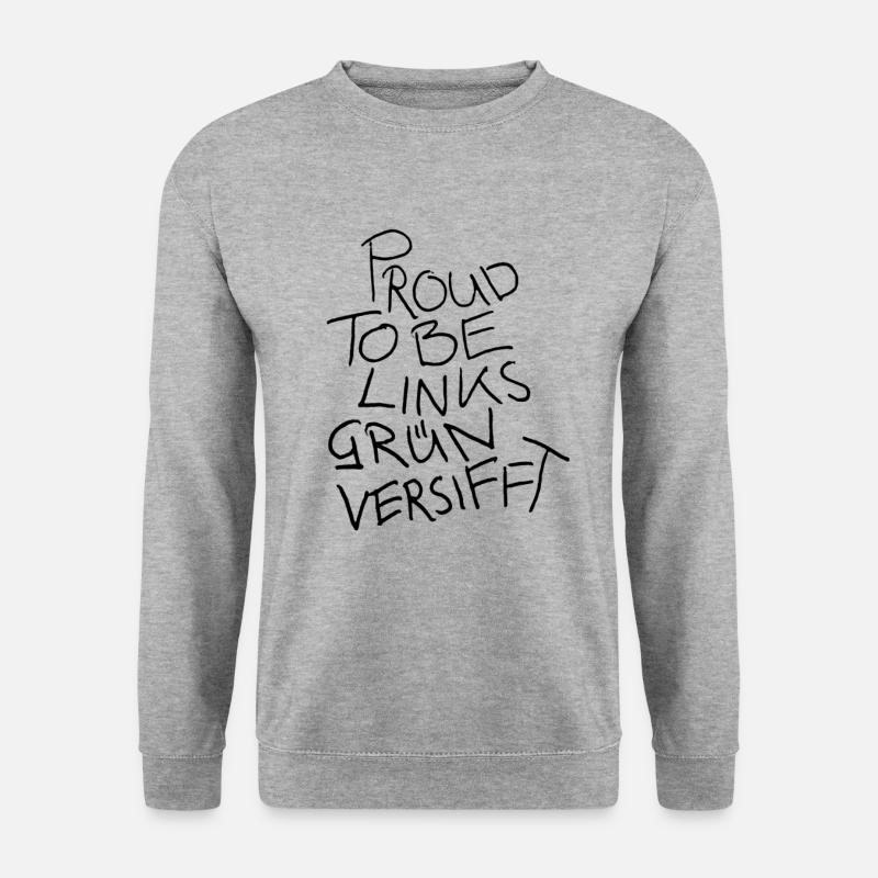 PROUD TO BE LINKSGÜNVERSIFFT - Unisex Pullover - Weißgrau meliert