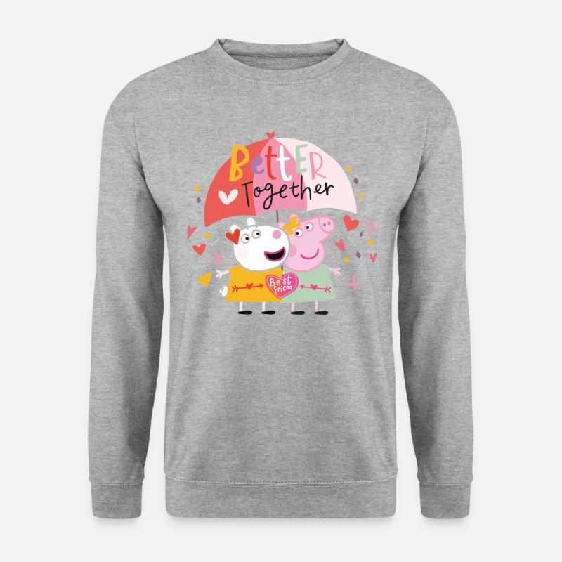 Peppa Wutz Und Luzie Locke Better Together - Unisex Pullover - Weißgrau meliert