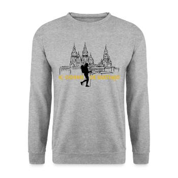 Camino de Santiago Buen Camino - Frauen - Unisex Pullover - Weißgrau meliert - Vorne - Alina (178cm) & Michal (187cm)