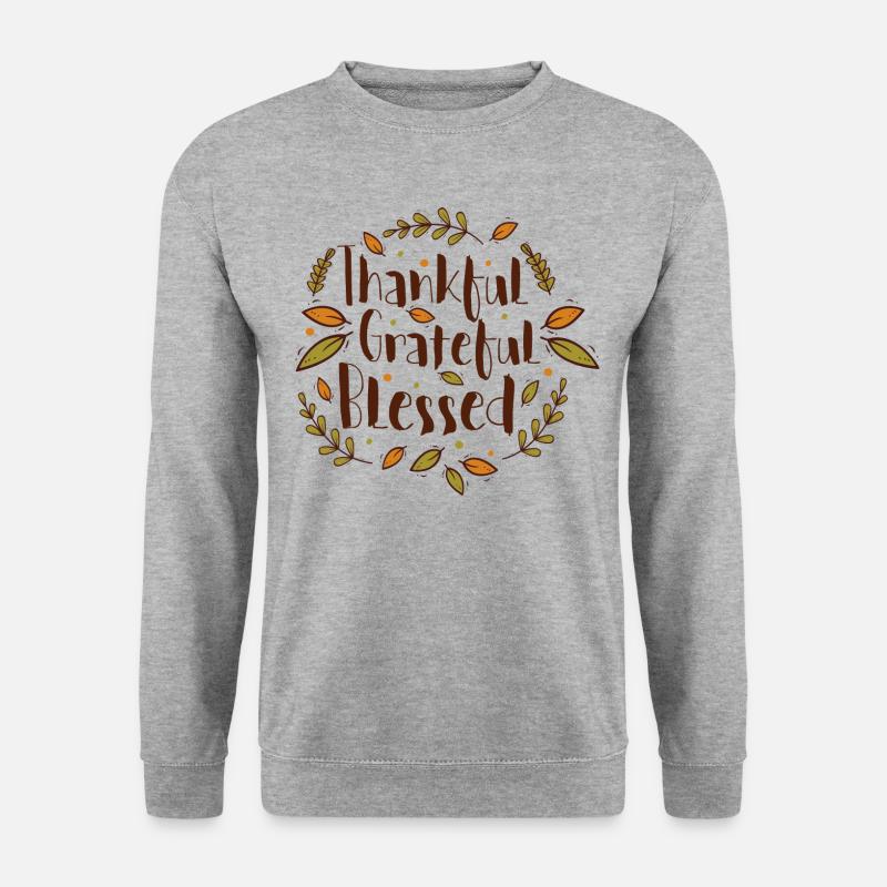 Thanksgiving-Tag,Danksagung dankbare Zitate - Unisex Pullover - Weißgrau meliert